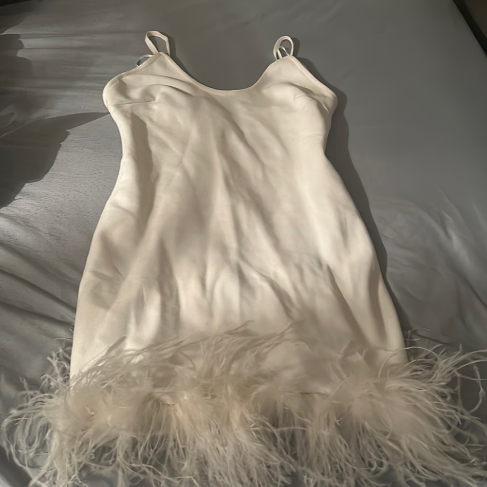 White feathered dress